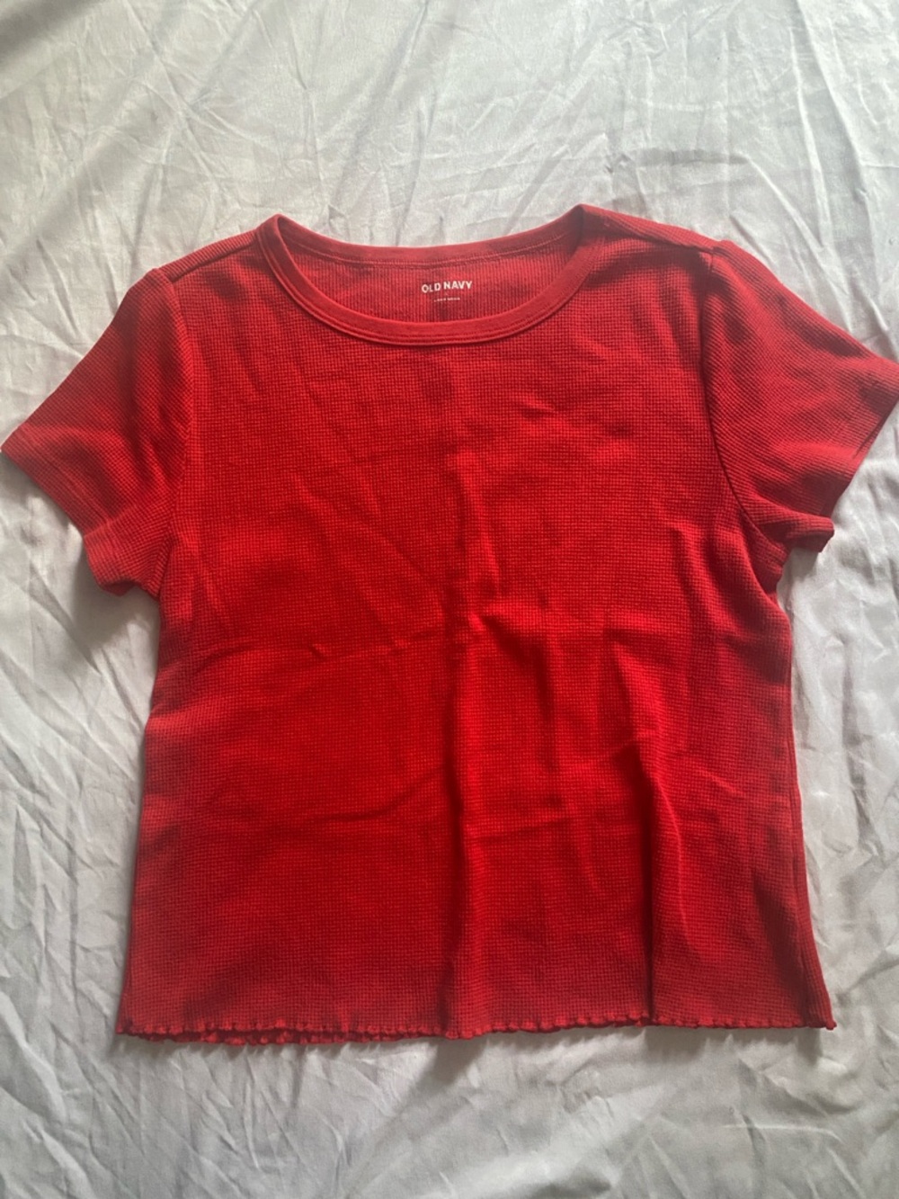 Old Navy Red Ribbed Crewneck Short Sleeve Top